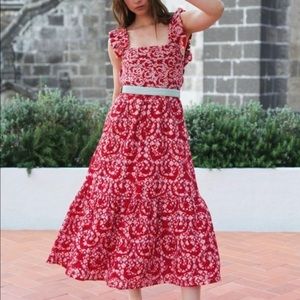 Anthropologie Atelier Amal Embroidered Midi Dress